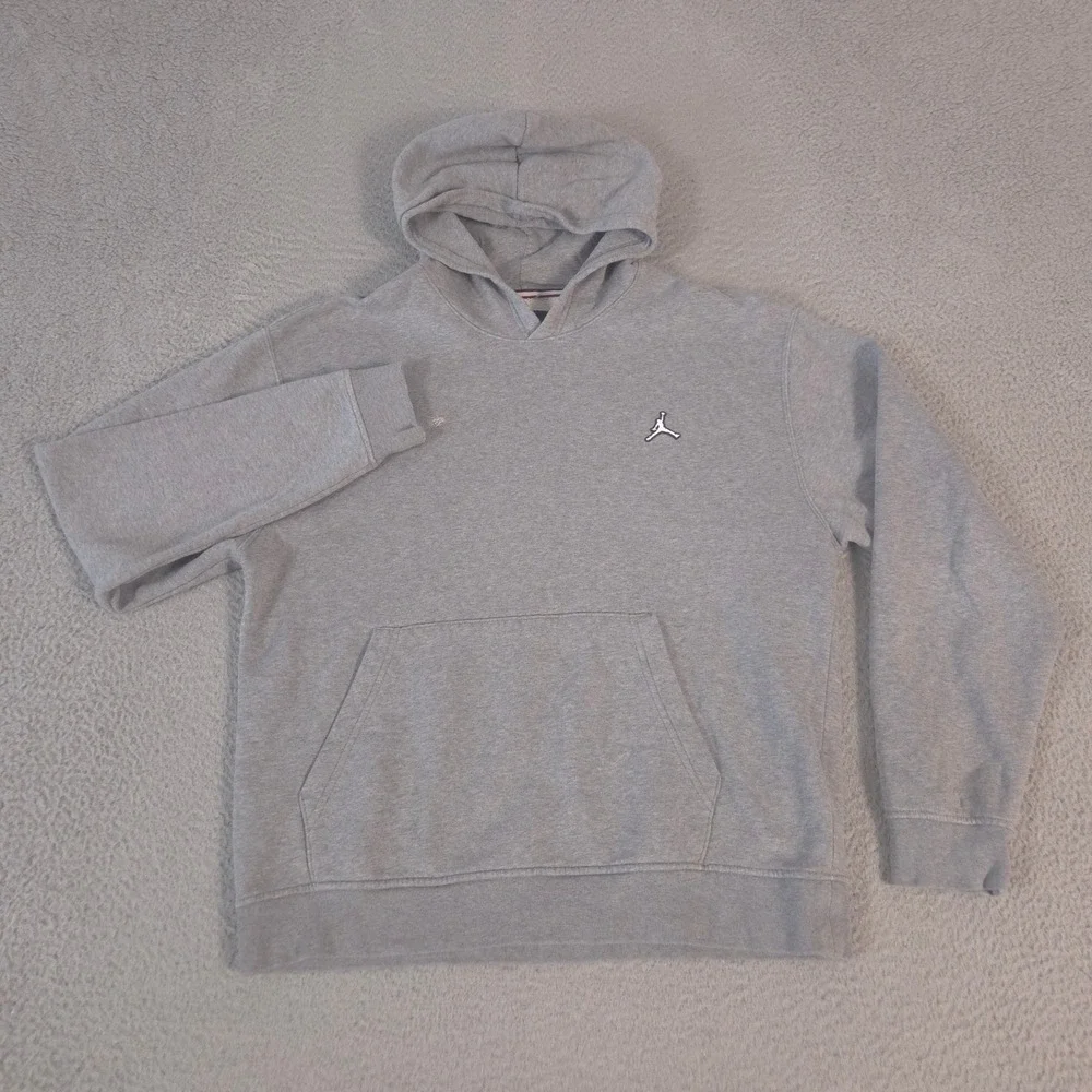 Jordan Hoodie Mens Medium Gray Nike Essentials Heather Fleece Jumpman Pullover